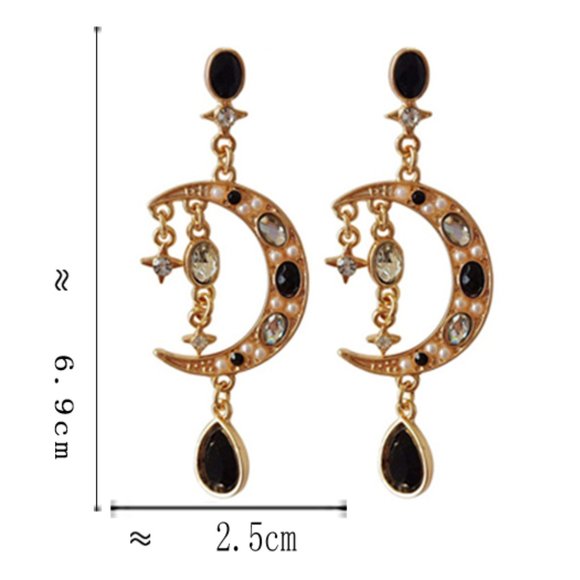 💙LAST ONE 💖Crystal Rhinestone Moon Star Earring - Picture 5 of 6